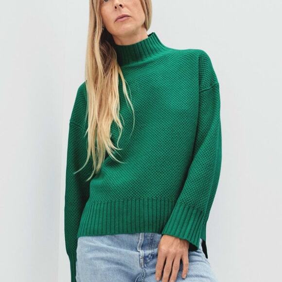 Everlane Stroopwaffle Recycled Cashmere Textured Turtleneck Sweater XS - Picture 1 of 6